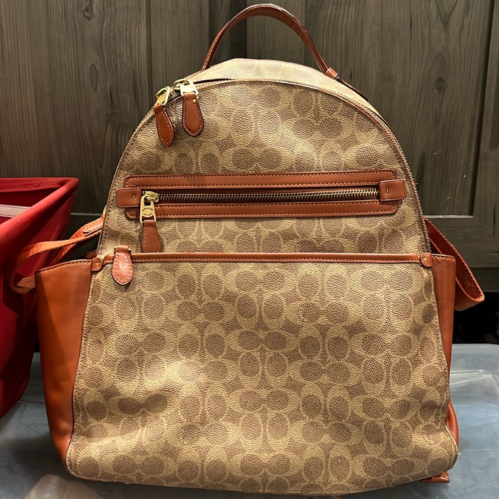 Coach Tan and Brown Baby Bag